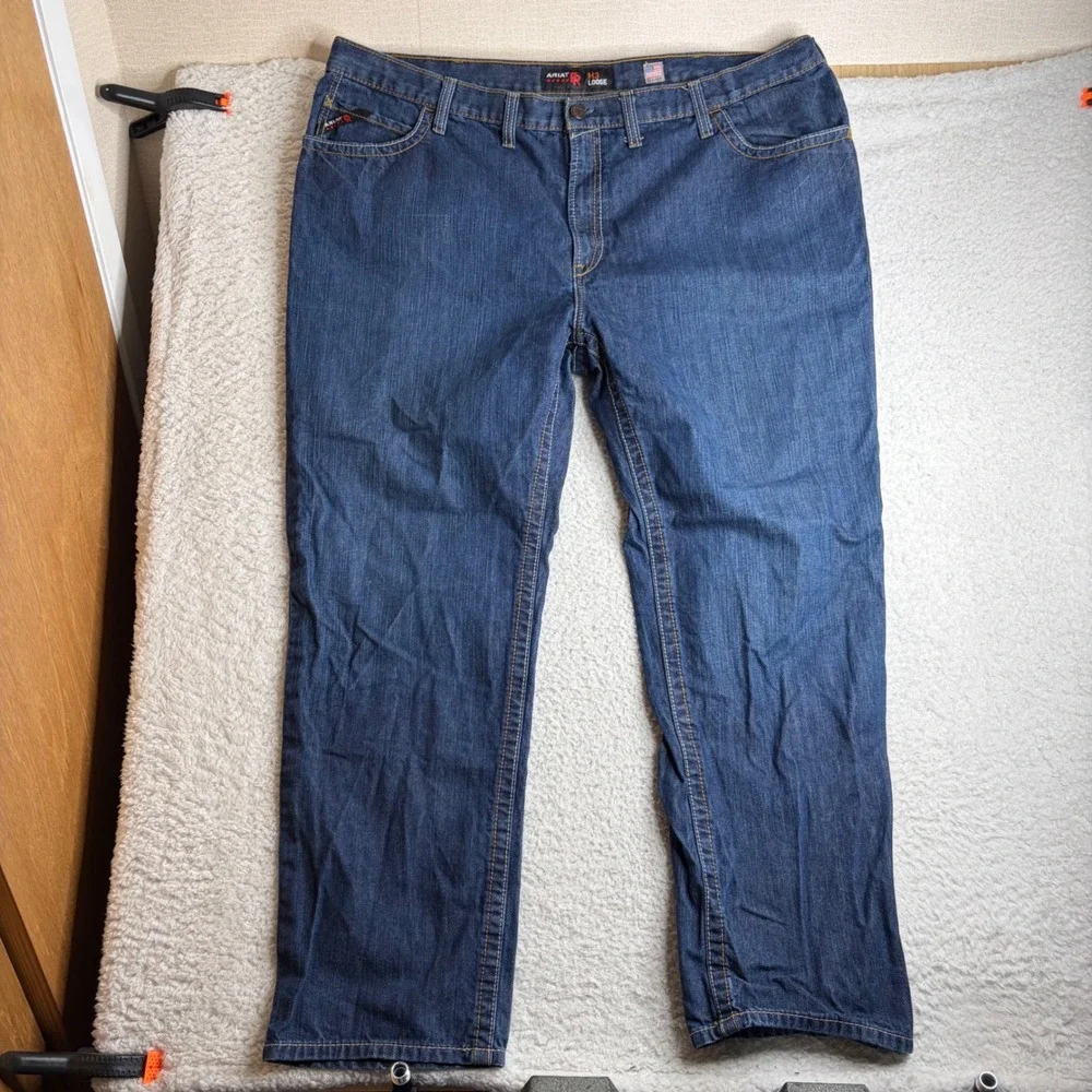 Ariat FR M3 Loose Fit Work Jeans Mens 50x34 (32) Denim Blue 105037
